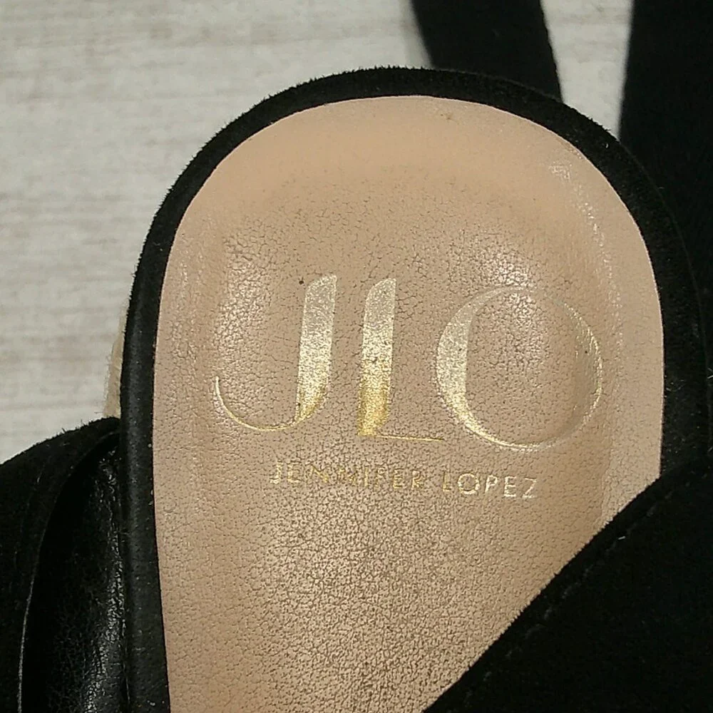 JLO Jalina Espadrille Wedge Sporty Black & White Sandal Size 10 M